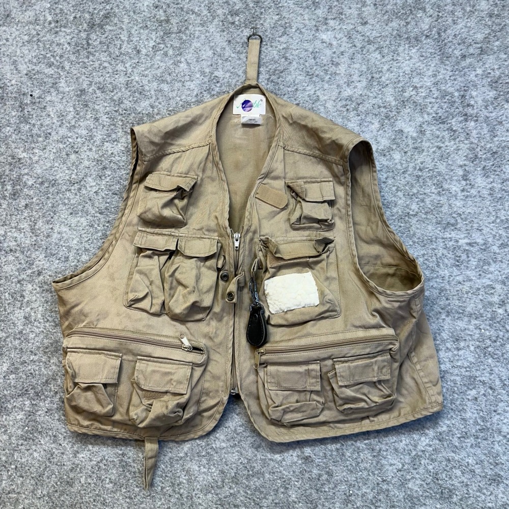 Eagle Fishing Utility Vest Mens XL Khaki Good Multi-Pocket Gorpcore Safari Gear